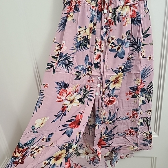 NEW Inmod Women's Purple Tropical Palms Floral Cottagecore Boho Dress Size Small - Picture 5 of 11